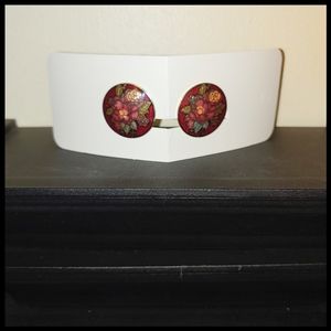 Vintage Cloisonne Red Floral Earrings